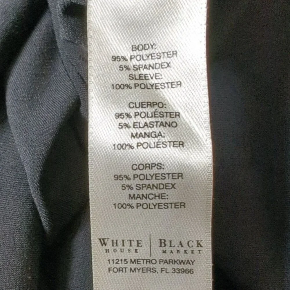 White House Black Market Women's Black Midi Dress‎ Gold Studs Sheer Long Sleeves